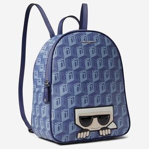NEW! Karl Lagerfeld Paris Monogram Indigo Adele Backpack $198